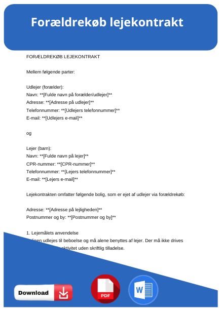 skabelon til forældrekøb lejekontrakt