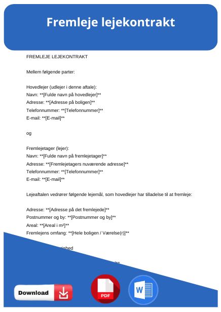 skabelon til fremleje lejekontrakt