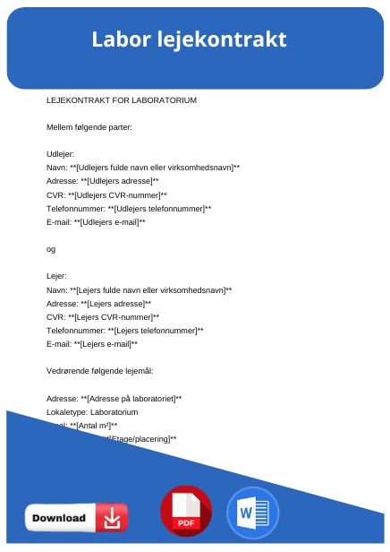 skabelon til labor lejekontrakt
