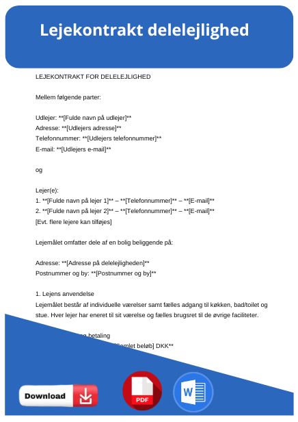 skabelon til lejekontrakt delelejlighed