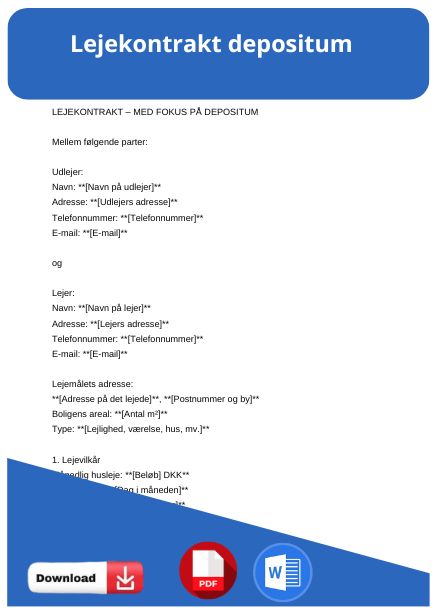 skabelon til lejekontrakt depositum