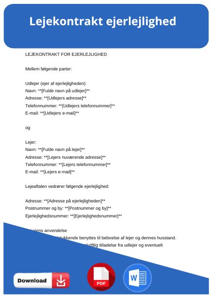 skabelon til lejekontrakt ejerlejlighed