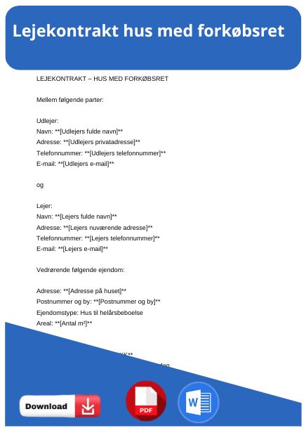skabelon til lejekontrakt hus med forkøbsret