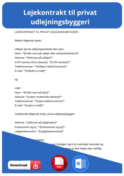 skabelon til lejekontrakt til privat udlejningsbyggeri