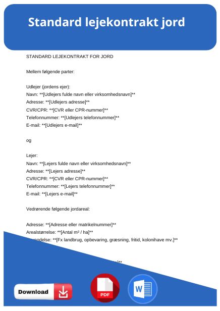 skabelon til standard lejekontrakt jord