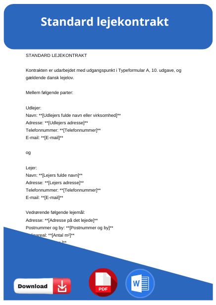 skabelon til standard lejekontrakt